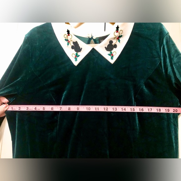 Disney Velvet Holiday Dress w/Pockets & Mickey Minnie Mouse Silhouette Collar 2X - Picture 12 of 16